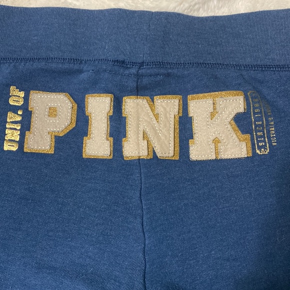 VICTORIA’s SECREt PINK 2007 Blue Sweatpants Gold Cream Patch Logo Back MEDIUM - Picture 9 of 16